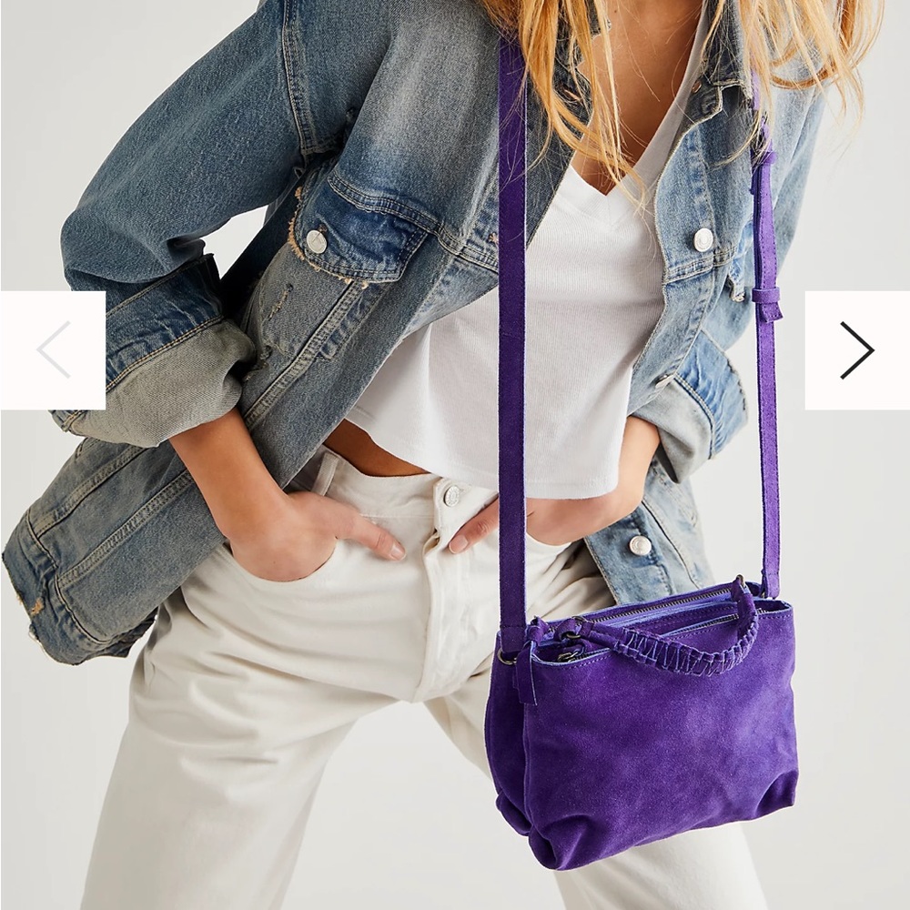 Free People Vibrant Purple Suede Shoulder Bag
